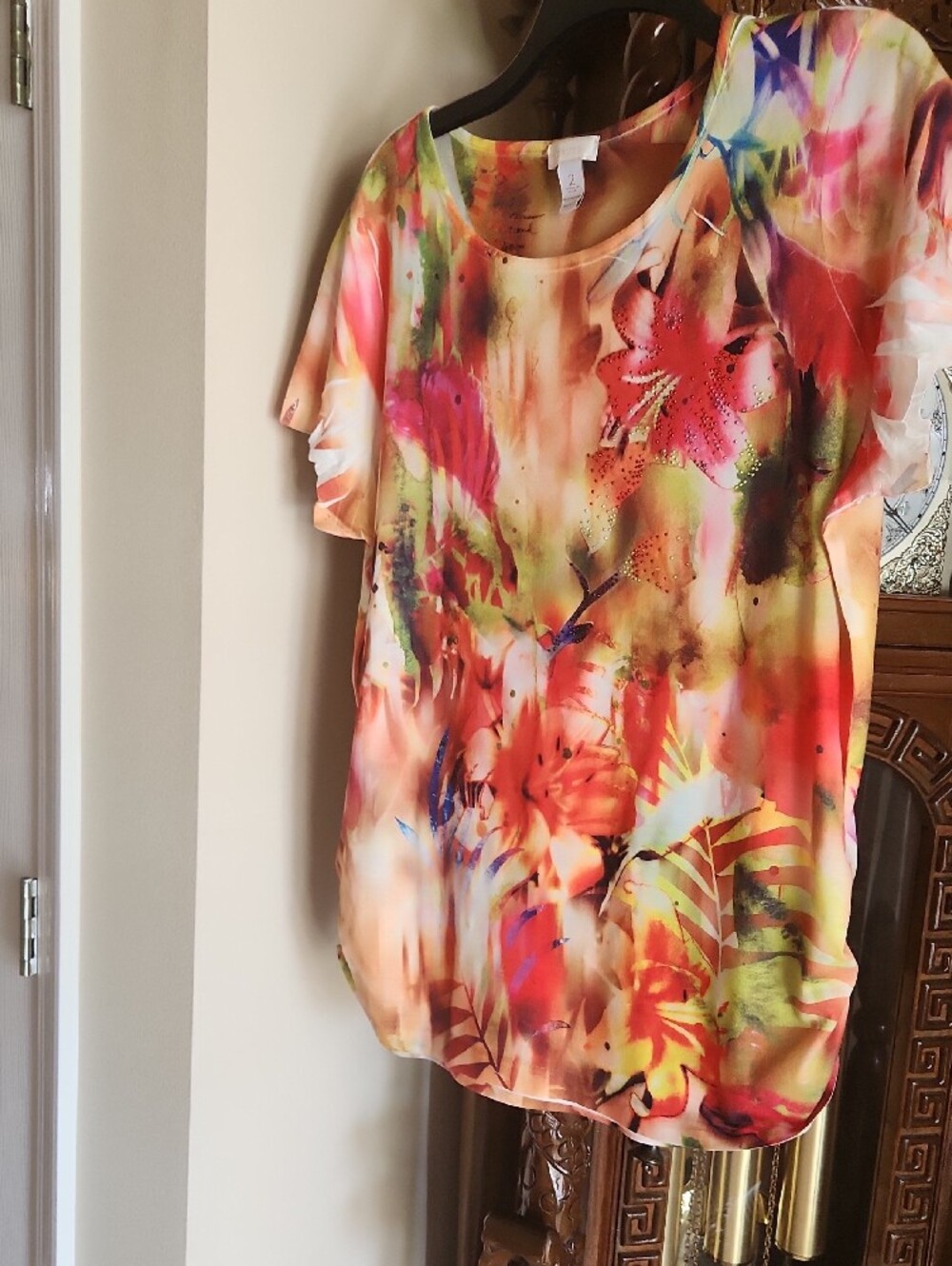 Chico's Multicolor Floral Scoop Neck Top - Picture 7 of 7